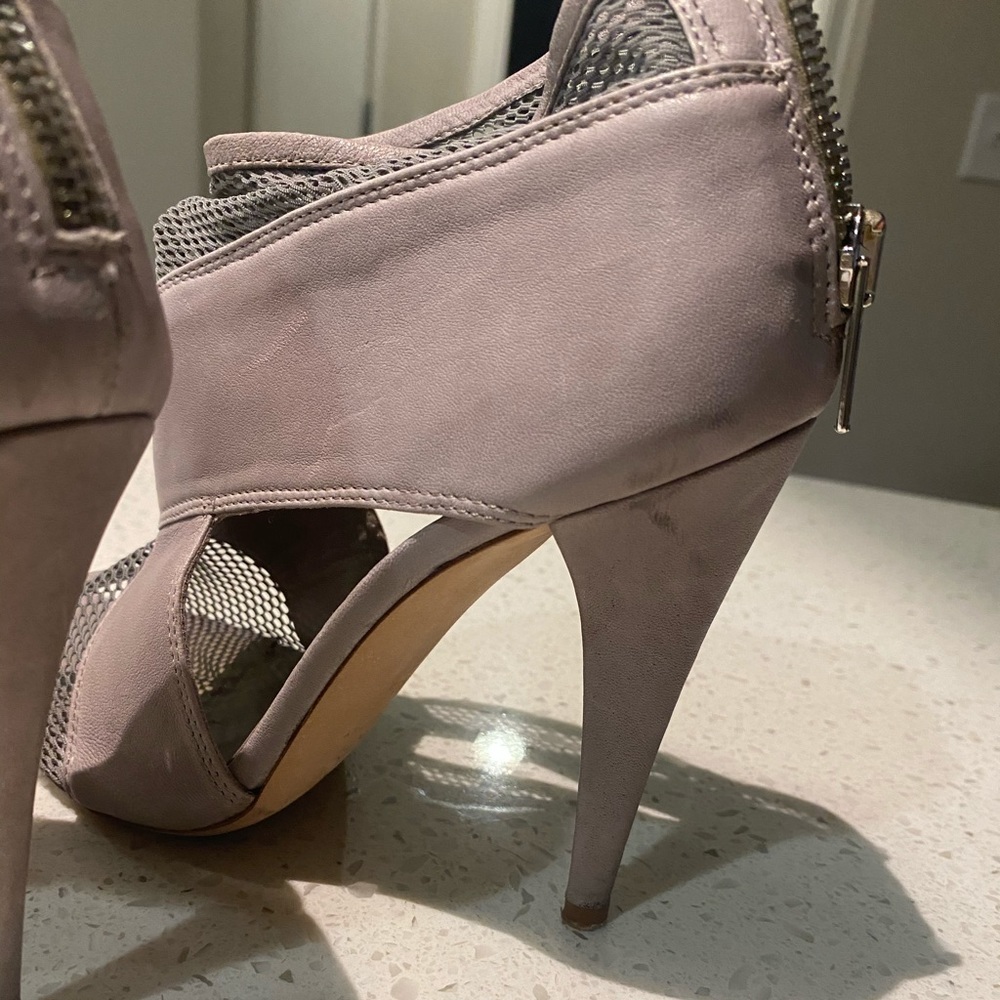 Loeffler Randall Heeled Leather Mesh Booties - Picture 2 of 3